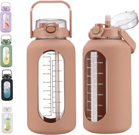 Chunmo Large Motivational Glass Water Bottle